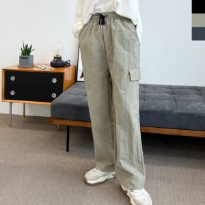 파파브로 바스락 카고 와이드팬츠-DM-PTA-QGBBBN22-차콜