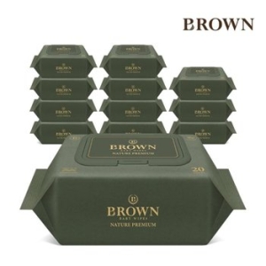 브라운 네이처 프리미엄 물티슈 캡형 20매