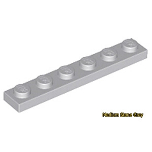 레고  Plate 1 x 6 3666 Medium Stone Grey
