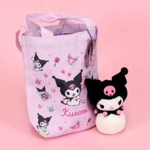 산리오 12000 캐릭터즈 쿠로미 패턴 에코백 아크릴 키링 가방