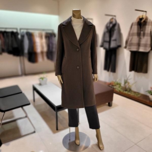 데미안 대백 DH81112_스티치 모캐시혼방 싱글 투버튼 롱코트