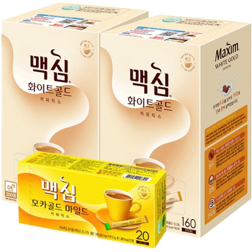 동서식품 맥심 화이트골드 커피믹스 11.7g x 320p + 모카골드 마일드 커피믹스 12g x 20p 1세트
