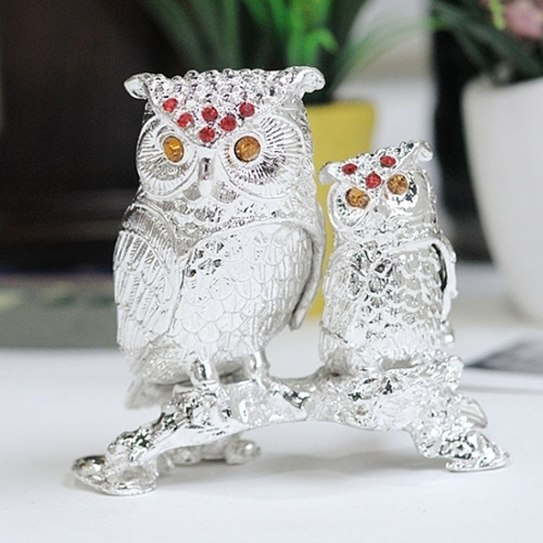 AOQ_8421617  미니어쳐 장식 소품 고목 부엉이  중  은 WT25