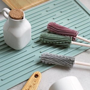 꾸미까  파스텔 실리콘 다용도 슬림 병 세척솔 3color
