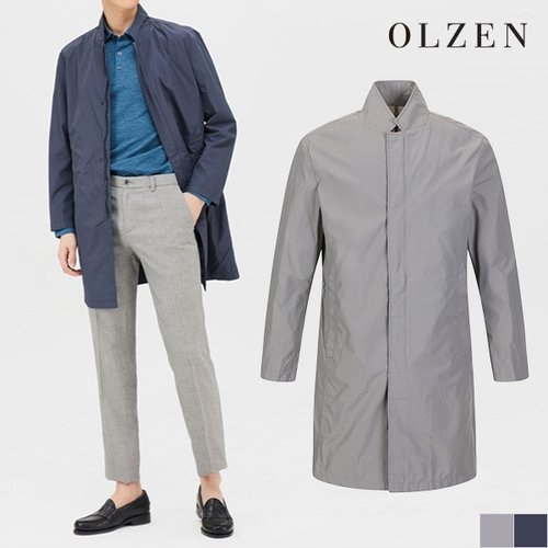 올젠 남성 라이트 스탠 카라 솔리드 코트_ZPA1CG1501