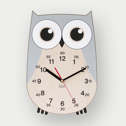베짓  아이들도 읽기쉬운 부자되는 부엉이 그레이 무소음 벽시계