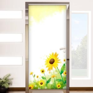 꾸밈  ce557-행복가득해바라기일러스트_현관문시트지