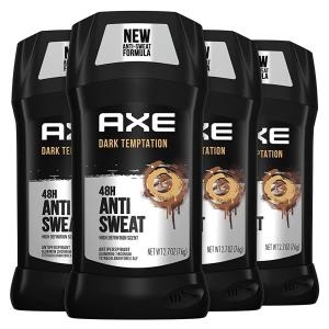 AXE 남성용 땀 억제 데오도란트 48시간 땀 및 악취 방지 다크 템테이션 데오도란트 76.5g 2.7온스 , 4개입