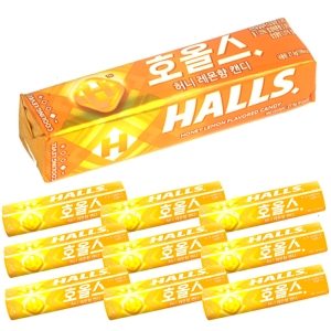 호올스  HALLS 스틱 멘톨 사탕 졸음방지 캔디 허니레몬 10개