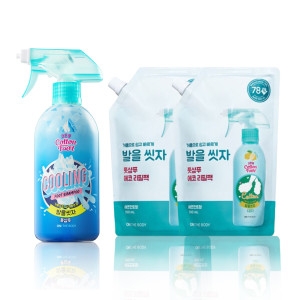 온더바디 발을씻자 코튼 풋샴푸 쿨링향 510ml + 레몬향 리필 500ml 2개
