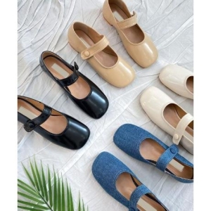 슈썸 RJ-e0413 여성 청지 디자인 메리제인 무지 플랫로