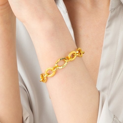 커플레인  24K 순금 체인 고리 팔찌 18.75g + 18K장식