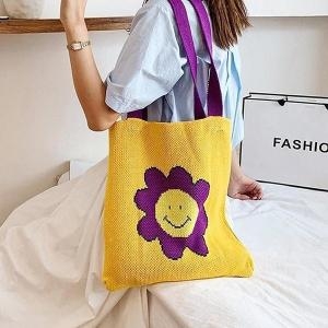 프롬슈 퍼니 플라워 쇼퍼 여자숄더백 니트백 S6068588