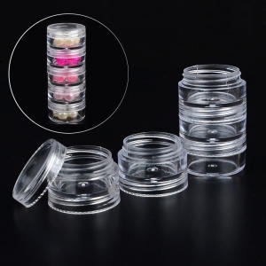5단 투명 원형케이스 미니 수납케이스 약통 약케이스 악세사리 보관함 수납함 원형통 비즈케이스