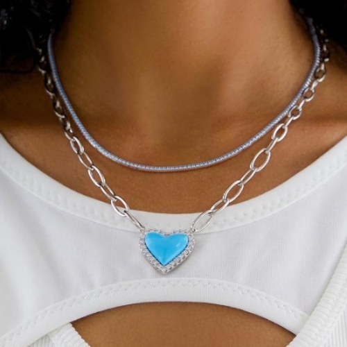 OST  POPTS 민트 볼륨 하트 목걸이 OTN222522EWM