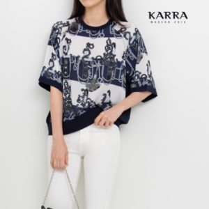 카라 KARRA 배색라운드블라우스