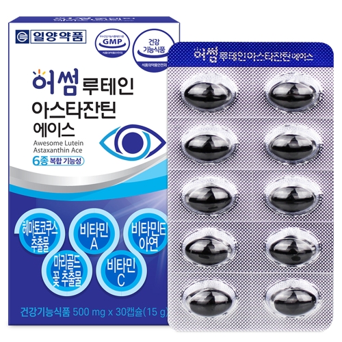 일양약품 어썸 루테인 아스타잔틴 헤마토코쿠스 에이스 500mg 30캡슐