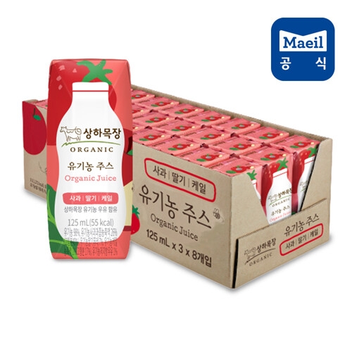매일유업 상하목장 유기농 주스 사과 딸기 케일 125ml