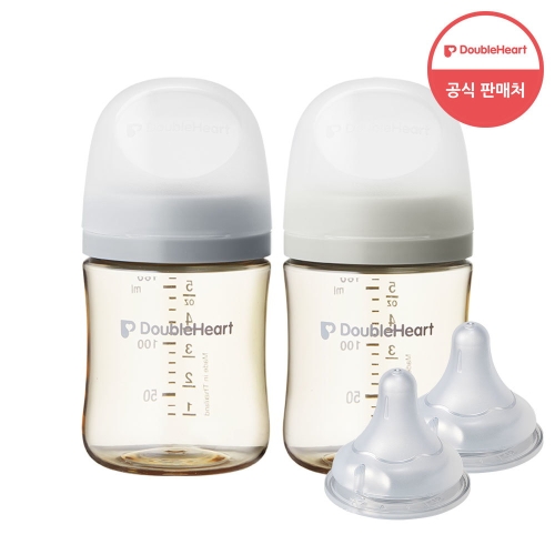 더블하트 3세대 160ml 트윈팩 젖병2개/노꼭지 +젖꼭지2개