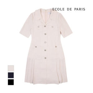 에꼴드파리 밑단 플리츠 카라 반팔원피스_CB08WOA