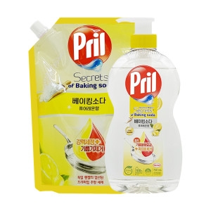 프릴 베이킹소다 주방세제 퓨어레몬 700ml + 리필 1L