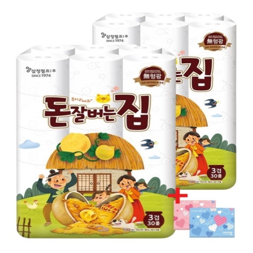돈잘버는집 30m (30롤)*2팩 + 여행용티슈 40매*2팩 세트
