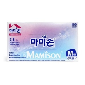 마미손  라텍스 천연 고무장갑 100매 요리 미용 주방 M