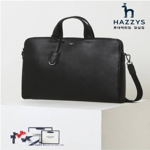 헤지스 블랙 로고배색 가죽 남성 서류가방_HJBA3F412BK