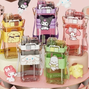 산리오 더블캡 롱 빨대 물통 520ml