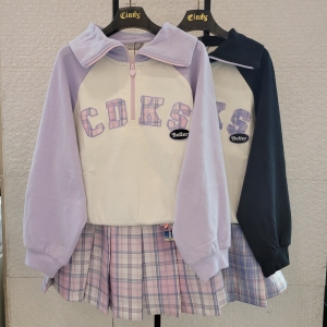 신디키즈 23년 가을 야외활동이 많은 에 예쁘다고 사랑받는 코디가 필요없는 상하세트 패치 카라맨투맨CIMA23902 + 달몽키링 체..