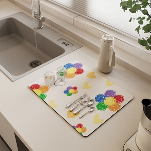 포유  하트 플라워 규조토 드라잉매트 식기건조매트