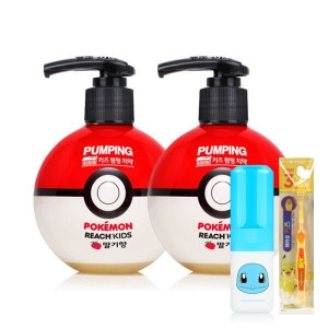 LG생활건강 리치 키즈 펌핑치약 딸기향 250g x 2개 + 피카츄 칫솔 x 1개 + 양치컵 x 1개