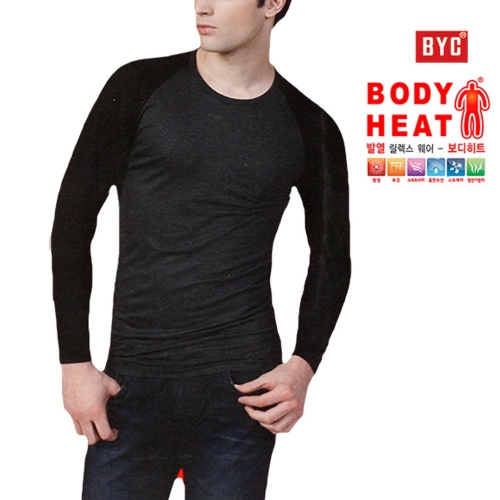 BYC 남성 보디히트 라그랑 레귤런 긴팔티 웜 내의 상의  5864894