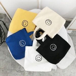 스마일 보조가방 캔버스가방 5color 에코백 미니가방 에코