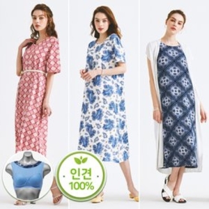 피트인 인견 반팔 노브라 롱원피스2차 홈웨어