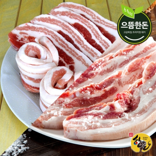 으뜸한돈  국내산 한돈 냉장 구이용 삼겹살+오겹살 1kg