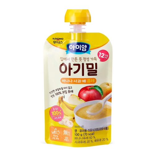 아이얌 아기밀 바나나사과배 퓨레 100g