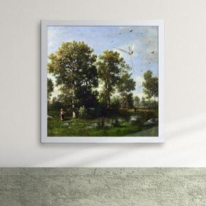 아트박스  꾸밈  px054-명화80_나르시스의숲속의화창한날들액자벽시계_디자인액자시계