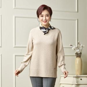 마담엘레강스 스위트 V골지 로고핫픽스 니트 K211KBL02