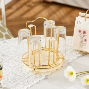 룸플러스  골드 원형 6구 컵걸이 컵건조대 컵거치대