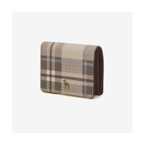 헤지스 여성 웨일즈체크 퍼피장식 소가죽 반지갑_HIWA1F325I3