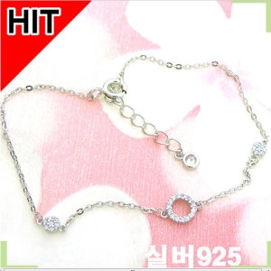 메디쉬재팬 럭셔리 세련된 원형 큐빅 체인 실버팔찌 51180b