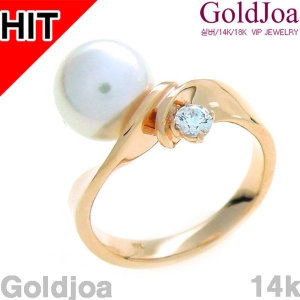 메디쉬재팬 럭셔리 해수 진주 핑크골드 14k반지 ju-g1534r