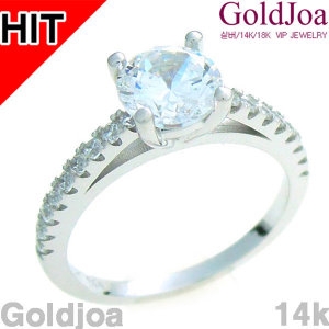 메디쉬재팬 럭셔리 화이트골드 캐럿 큐빅 14k반지 ju-e882r