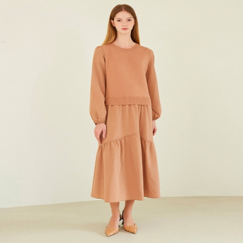 더핸드메이드 블록 니트 원피스 _V