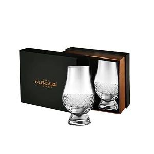 글랜캐런 다이아몬드 컷 글렌케른 크리스탈 투명 위스키 잔 글라스 2개 선물 세트