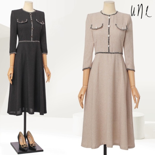 윈 UNE 페미닌클래식버튼플랩원피스