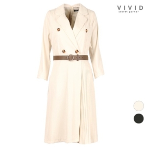 비비드 시크릿가너 더블단추 벨티드주름 피스 VS126CA08