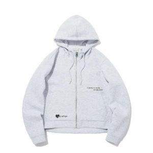 인터크루 동백01 시보리 장식 크롭 후드 집업 W그레이 ITX3DH52AWG S10784343