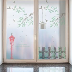 꾸밈 pa187-봄바람따라흩날리는나뭇잎_유리문시트지